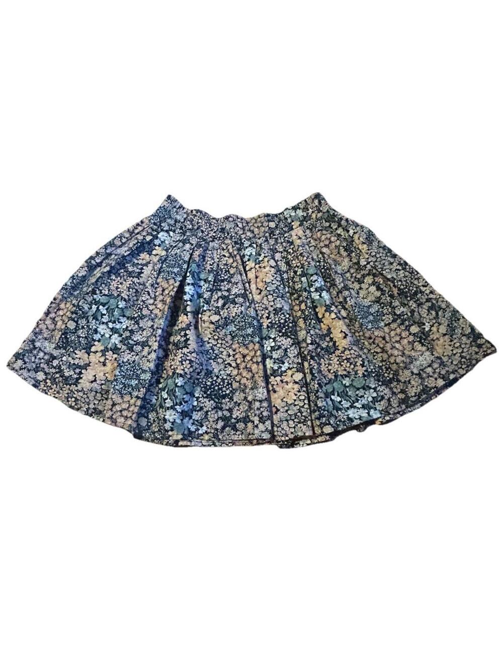 American Eagle Floral Midi Skirt Small Blue Cottagecore Pleated Boho